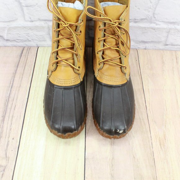 Vintage! LL Bean Brown Leather Unlined Maine Hunting Duck Boots Size 8 M - Picture 5 of 11